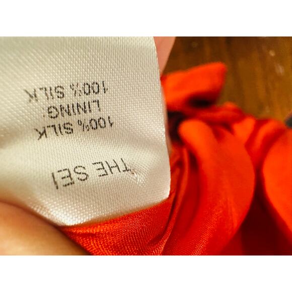 THE SEI Poppy Orange Asymmetric Cut Out Bodice High Waist Wrap Skirt Dress sz 8 - Picture 11 of 13